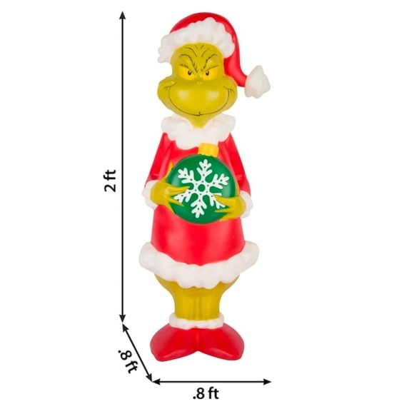Grinch Christmas Yard Decoration Lighted Santa Hat Snowflake Ornament Blow Mold - Picture 3 of 6